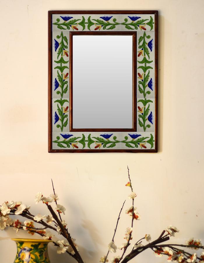 Blue Pottery Multicolor Embossed Tiled Mirror 12 X 16 Mira Tiles Blue Pottery Multicolor Embossed Tiled Mirror 12 X 16